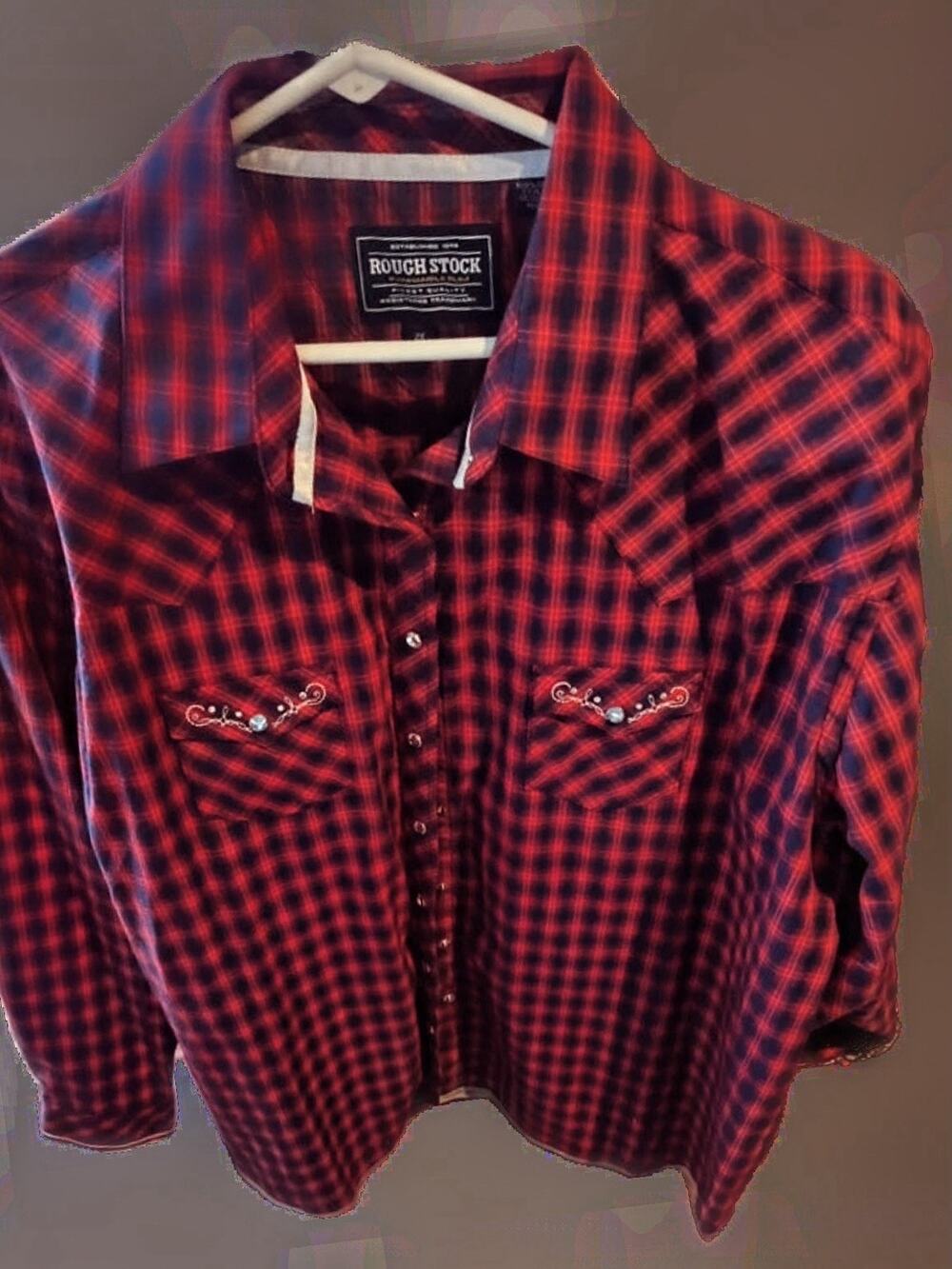 Panhandle Slim Rough Stock 2XL Western Plaid Snap Button-Up Shirt Pockets
